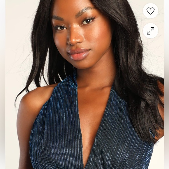 Lulu's Glowing Gorgeous Blue Multi Metallic Tiered Mini Dress Size L ( I - 4 ) - Picture 3 of 10